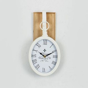 Ρολόι Τοίχου 753-10016 16.5x9.5x34cm Natural-White Estheti Home Metal
