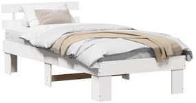 vidaXL Κρεβάτι με Κεφαλάρι Λευκό 100x200 εκ Μασίφ Ξύλο Πεύκου