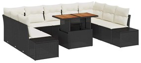 vidaXL Σέτ φαγητού για κήπο 10 pcs Μαύρο, Κρέμα 100 x 55 x 73 εκ