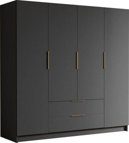 Ντουλάπα Sofia τετράφυλλη-Μαύρο - Χρυσό