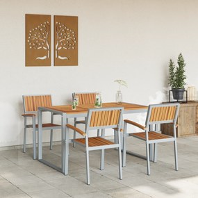 vidaXL Σετ τραπεζαρίας 5 τεμαχίων  από στερεό ξύλο ακακίας και μέταλλο
