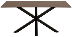 Τραπέζι Oakland 582, Καφέ, Μαύρο, 76x90x160cm, 61 kg, Κεραμικός, Επεξεργασμένο γυαλί, Μέταλλο | Epipla1.gr
