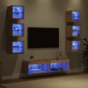 vidaXL Ντουλάπι TV 8 pcs Artisan Oak Γυαλί