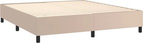 vidaXL Κρεβάτι Boxspring με Στρώμα Καπουτσίνο 180x200 εκ. Συνθ. Δέρμα
