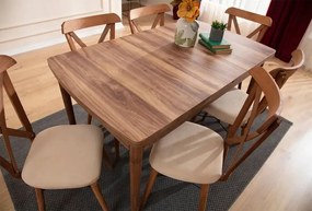 Extendable Dining Table &amp; Chairs Set (7 Pieces) Cenova - Brown Brown