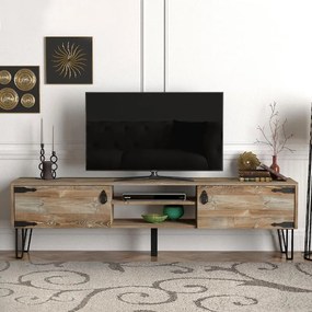 Έπιπλο τηλεόρασης Costa Megapap χρώμα vintage patik - μαύρο 180x29,5x49εκ.