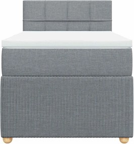 vidaXL Κρεβάτι Boxspring με Στρώμα Ανοιχτό Γκρι 90x200 εκ. Υφασμάτινο