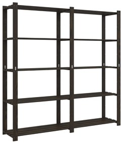 vidaXL Ραφιέρα με 5 Ράφια Μαύρο 170 x 38 x 170 εκ. Μασίφ Ξύλο Πεύκου