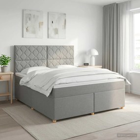 vidaXL Κρεβάτι box spring με στρώμα Ανοιχτό γκρι 180 x 200 cm Ύφασμα