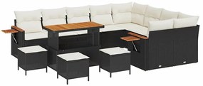 vidaXL Σετ Καναπέ Κήπου με μαξιλάρι 13 pcs Μαύρο Πολυ ράταν