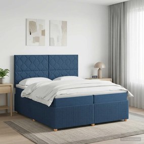 vidaXL Κρεβάτι box spring με στρώμα Μπλε 200 x 200 cm Ύφασμα