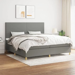 vidaXL Κρεβάτι Boxspring με Στρώμα Σκούρο Γκρι 200x200 εκ. Υφασμάτινο