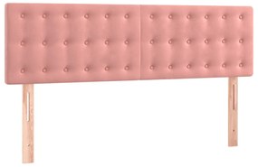vidaXL Κρεβάτι Boxspring με Στρώμα Ροζ 140x200 εκ. Βελούδινο
