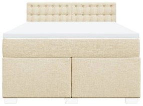 Κρεβάτι Boxspring με Στρώμα Κρεμ 140x190 εκ. Υφασμάτινο - Κρεμ