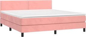 vidaXL Κρεβάτι Boxspring με Στρώμα Ροζ 180x200 εκ. Βελούδινο