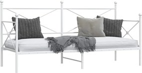 vidaXL Κρεβάτι ημέρας χωρίς στρώμα Λευκό 90x200 cm Ατσάλι