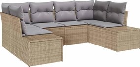 vidaXL Σετ Καναπέ Κήπου με μαξιλάρι 6 pcs Μπεζ συνθετικό ρατάν