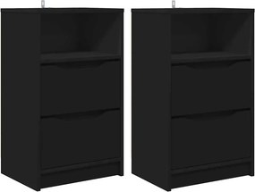 vidaXL Κομοδίνα 2 pcs Μαύρο 40 x 30 x 467 εκ Επεξεργασμένο ξύλο