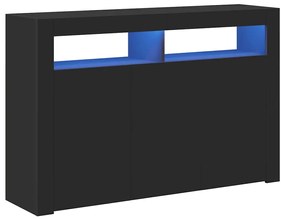 vidaXL Μπουφές με LED Μαύρος 115,5x30x75 εκ.
