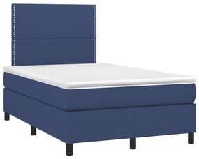 vidaXL Κρεβάτι Boxspring με Στρώμα &amp; LED Μπλε 120x190εκ. Υφασμάτινο