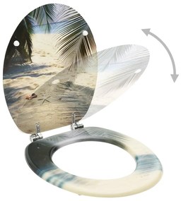 Καλύμματα Λεκάνης με Καπάκια 2 τεμ. Σχέδιο Παραλία από MDF - Πολύχρωμο