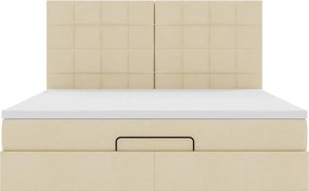 vidaXL Οθωμανικό Κρεβάτι με Στρώμα Κρέμα 160x200cm Ύφασμα