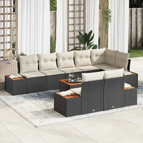 vidaXL Σετ Καναπέ Κήπου με μαξιλάρι 9 pcs Μαύρο Πολυ ράταν