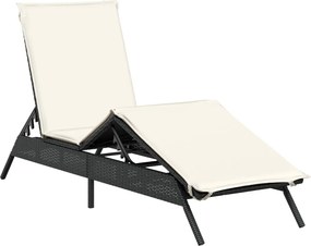 vidaXL Ξαπλώστρα Μαύρη από Συνθετικό Ρατάν με Μαξιλάρι