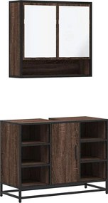 vidaXL Σετ Επίπλων Μπάνιου 2 Τεμαχίων Καφέ Δρυς από Τεχν. Ξύλο