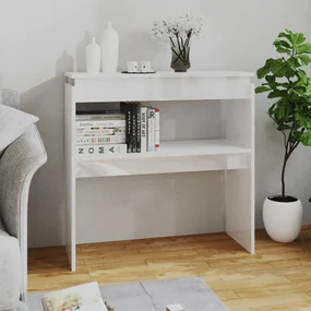 vidaXL Τραπεζάκι Κονσόλα Γυαλιστερό Λευκό 80 x 30 x 80 εκ. Επεξ. Ξύλο
