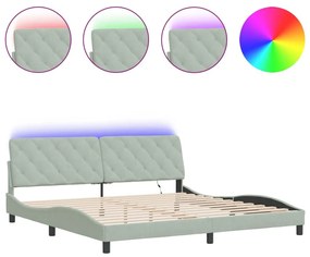 Πλαίσιο Κρεβατιού με LED Ανοιχτό Γκρι 200x200 εκ. Βελούδινο - Γκρι