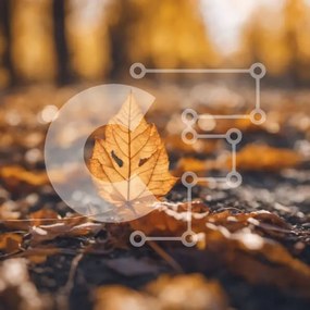 Intra Συλλεκτικό Ξύλινο Παζλ Plywood 4mm - Ενιαίο κίτρινο φύλλο σε ένα δάσος Σε Ξύλινο Κουτί - Διαστάσεις: 10x10 cm – 25 κομμάτια