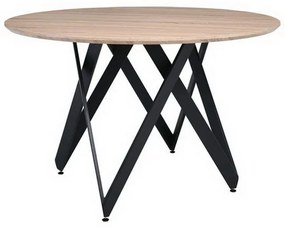 Τραπέζι Rod ΕΜ859 D.120cm H.75cm Black-Sonoma Mdf,Μέταλλο