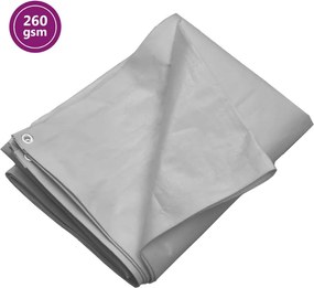 vidaXL Μουσαμάς Γκρι 260 γρ./μ.² 4x8 μ. από HDPE