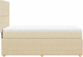 vidaXL Κρεβάτι Boxspring με Στρώμα Κρεμ 90x200 εκ.Υφασμάτινο