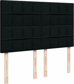 vidaXL Κρεβάτι Boxspring με Στρώμα Μαύρο 140x200 εκ. Υφασμάτινο