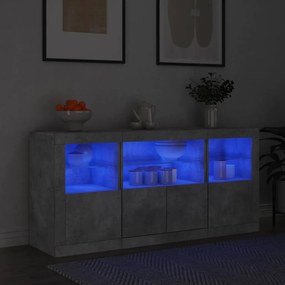 vidaXL Ντουλάπι με LED Γκρι Σκυροδέματος 142,5x37x67 εκ.