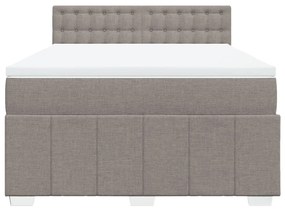 Κρεβάτι Boxspring με Στρώμα Taupe 140x190 εκ. Υφασμάτινο - Μπεζ-Γκρι