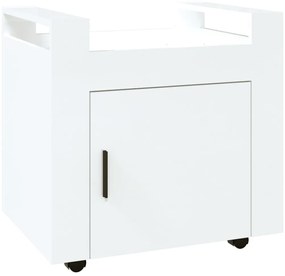 vidaXL Τρόλεϊ Γραφείου Γυαλ. Λευκό 60x45x60 εκ. από Επεξεργασμένο Ξύλο