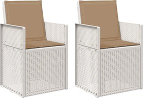 vidaXL Καρέκλες Εστιατορίου Κήπου 2 pcs Λευκό και Taupe PP