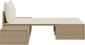 vidaXL Ξαπλώστρα Διπλή Μπεζ από Συνθετικό Ρατάν με Μαξιλάρια