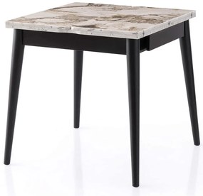 Τραπέζι Επεκτεινόμενο Totem 974NMB2223 80/160x80x75cm Marble Effect White-Black Μοριοσανίδα, Μέταλλο