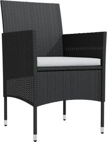 vidaXL Σετ Τραπεζαρίας Κήπου 9 τεμ Μαύρο με Μαξιλάρια