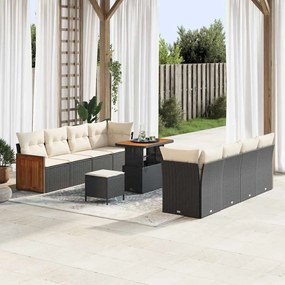 vidaXL Σετ Καναπέ Κήπου 11 pcs Μαύρο, Κρέμα 90 x 55 x 71 cm