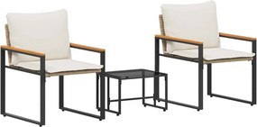 vidaXL Σύνολα επίπλων με μαξιλάρι 3 pcs Μπεζ και Κρέμ Ρατάν