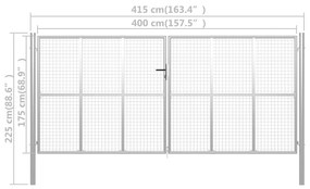 vidaXL Πόρτα Περίφραξης Ασημί 415 x 225 εκ. από Γαλβανισμένο Χάλυβα