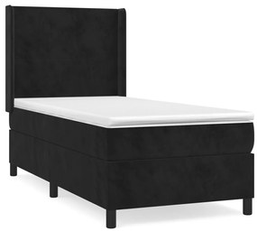 vidaXL Κρεβάτι Boxspring με Στρώμα Μαύρο 90x200 εκ. Βελούδινο