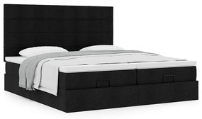 vidaXL Οθωμανικό κρεβάτι με στρώματα Μαύρο 180x200cm Ύφασμα