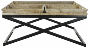 Τραπεζάκι Καφέ DKD Home Decor Μαύρο Φυσικό Ξύλο Μέταλλο 120 x 120 x 55 cm