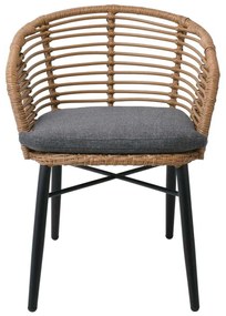 Πολυθρ. SALSA Alu STACK Στοιβαζόμενη Μαύρη/Wicker Φυσικό, Μαξ.Γκρι 57x63x74cm